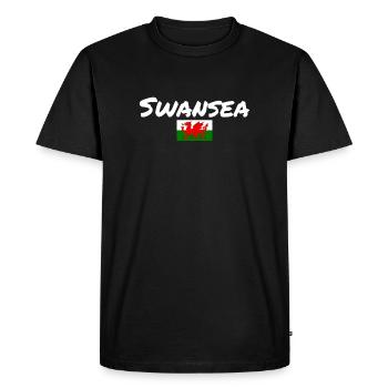 Swansea Pays de Galles Pavillon gallois Gallois - T-shirt Premium bio Homme - noir - Devant - Nico (187cm)