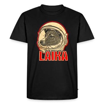 Laika Space Dog Soviet Union - Men's Premium Organic T-Shirt - black - Front - Nico (187cm)