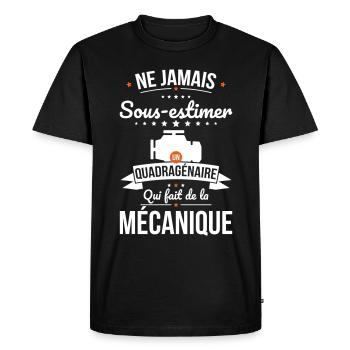 Sous-estimer quadragénaire qui fait mécanique - T-shirt Premium bio Homme - noir - Devant - Nico (187cm)