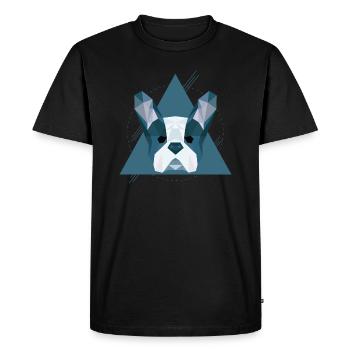 Chien géométrique | Cadeau tête basse poly - T-shirt Premium bio Homme - noir - Devant - Nico (187cm)