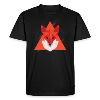 Renard géométrique | Cadeau Low Poly Canidae - T-shirt Premium bio Homme - noir - Devant - Nico (187cm)