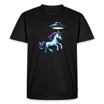UFO kidnaps unicorn - Men's Premium Organic T-Shirt - black - Front - Nico (187cm)