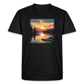 Grunge Sunset: Vacation at Lake Tahoe, - Men's Premium Organic T-Shirt - black - Front - Nico (187cm)