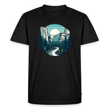 Landscape, Mountains, Forests, Sun - Men's Premium Organic T-Shirt - black - Front - Nico (187cm)