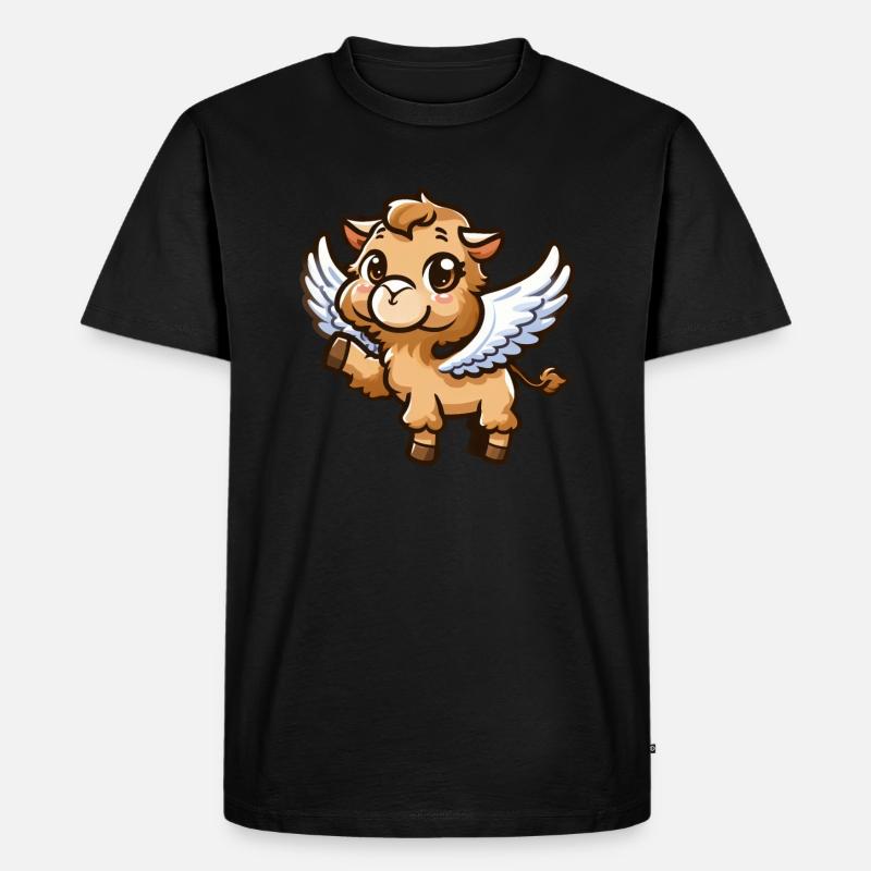 Engels-Kamel: Himmlischer Comic-Stil - Männer Premium Bio T-Shirt - Schwarz