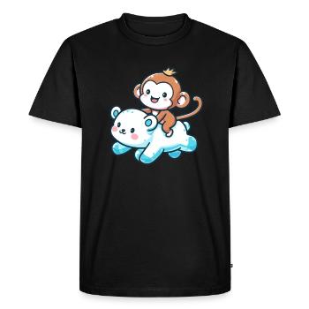 Polar Bear Cute Companion Monkey - Men's Premium Organic T-Shirt - black - Front - Nico (187cm)