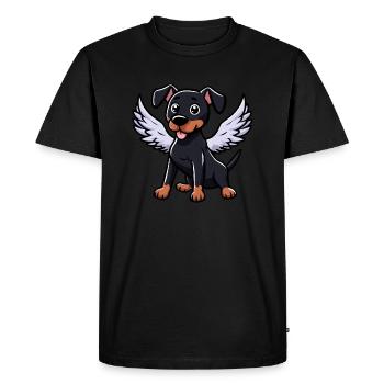 Ange Doberman, Chien De Dessin Animé, Illustration Mignonne - T-shirt Premium bio Homme - noir - Devant - Nico (187cm)