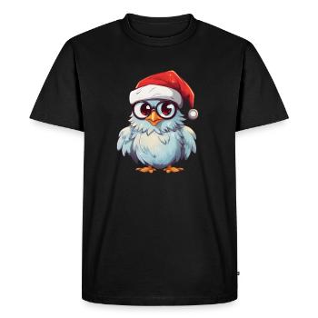 Hibou de Noël blanc : l’élégance festive - T-shirt Premium bio Homme - noir - Devant - Nico (187cm)