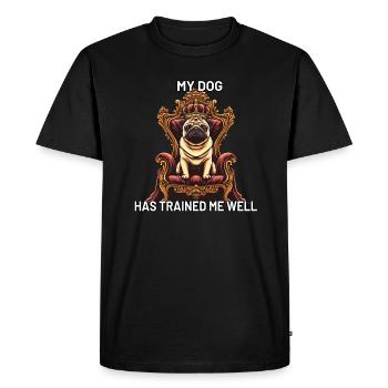 Chien Carlin sur le trône Maître de chien - T-shirt Premium bio Homme - noir - Devant - Nico (187cm)