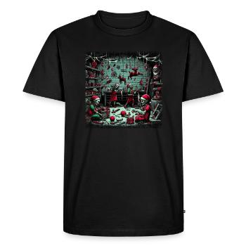 Noël Secret Père Noël Horreur Zombie Secret Père Noël Usine - T-shirt Premium bio Homme - noir - Devant - Nico (187cm)