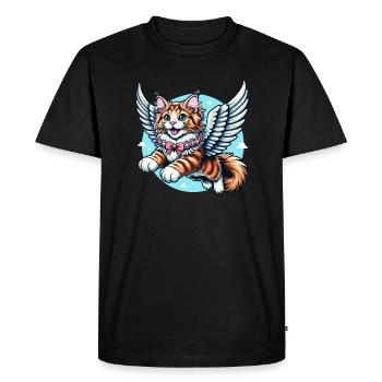 Maine Coon Cat Angel Flying - Men's Premium Organic T-Shirt - black - Front - Nico (187cm)