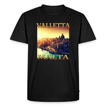 Coucher de soleil à La Valette : City Harbour à - T-shirt Premium bio Homme - noir - Devant - Nico (187cm)