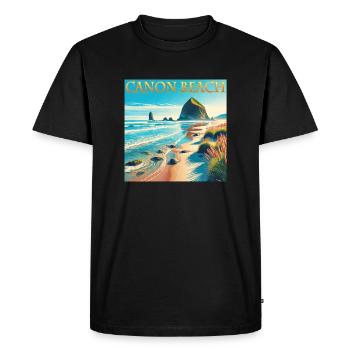 Cannon Beach Oregon Beach vacances Design - T-shirt Premium bio Homme - noir - Devant - Nico (187cm)
