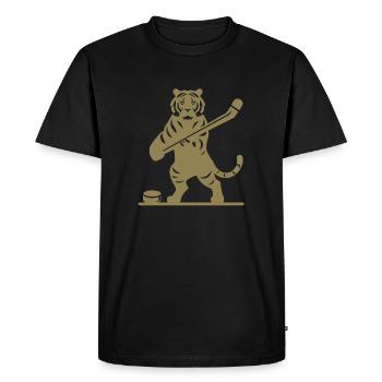 Tigre Hockey Sur Glace Silhouette De Joueur De Hockey Sur Glace - T-shirt Premium bio Homme - noir - Devant - Nico (187cm)