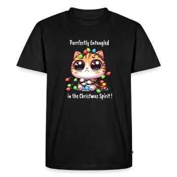 Chat de Noël mignon avec emmêlé - T-shirt Premium bio Homme - noir - Devant - Nico (187cm)