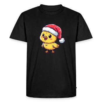 Festive Fluffy: Cute chick with - Men's Premium Organic T-Shirt - black - Front - Nico (187cm)
