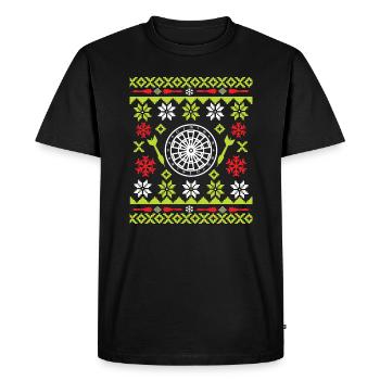 Fléchette de Noël au look de Noël moche - Rouge - T-shirt Premium bio Homme - noir - Devant - Nico (187cm)
