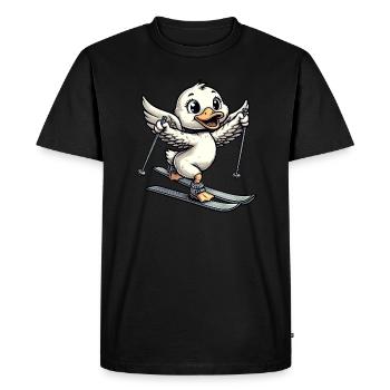 Cute duck skiing in cartoon style - Men's Premium Organic T-Shirt - black - Front - Nico (187cm)