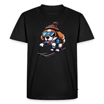 Winter holidays with chicken while skiing - Men's Premium Organic T-Shirt - black - Front - Nico (187cm)