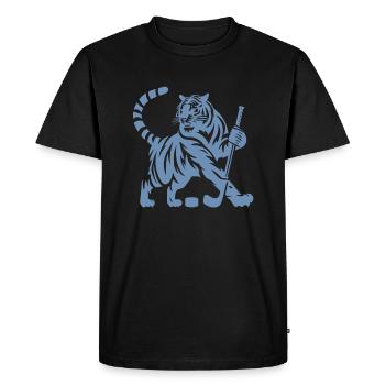 Silhouette minimaliste de joueur de hockey sur glace tigre - T-shirt Premium bio Homme - noir - Devant - Nico (187cm)