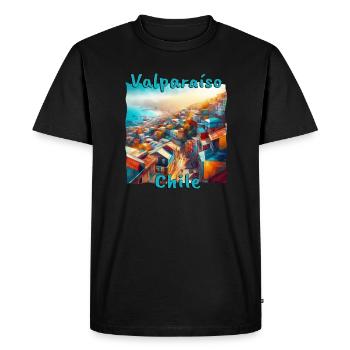 Valparaiso, Chile - Grunge City on the Pacific Ocean - Men's Premium Organic T-Shirt - black - Front - Nico (187cm)