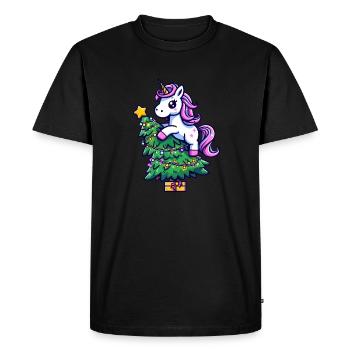 Licorne de Noël - Magique Assis sur le bronzage - T-shirt Premium bio Homme - noir - Devant - Nico (187cm)