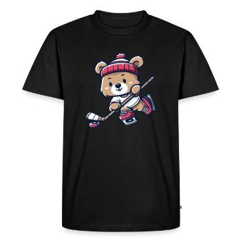 Bear Hockey Hockey sur glace Joueur de hockey sur glace - T-shirt Premium bio Homme - noir - Devant - Nico (187cm)