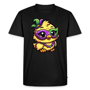 Mardi Gras Chicken, Chick in Disguise - Men's Premium Organic T-Shirt - black - Front - Nico (187cm)