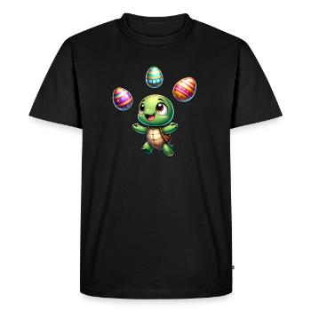 Turtle juggling easter eggs, artistic darst - Men's Premium Organic T-Shirt - black - Front - Nico (187cm)