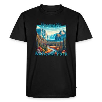 Yosemite : Aventure grunge dans la nature sauvage - T-shirt Premium bio Homme - noir - Devant - Nico (187cm)