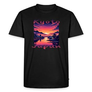 Kyoto au coucher du soleil : pagodes et rivières - T-shirt Premium bio Homme - noir - Devant - Nico (187cm)