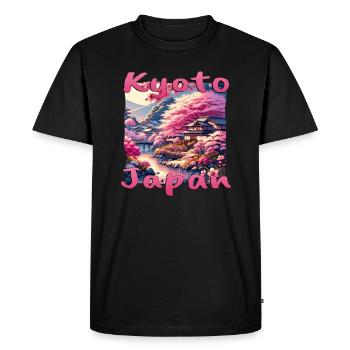 Kyoto Magic: Sunset, Pagodas & River - Men's Premium Organic T-Shirt - black - Front - Nico (187cm)