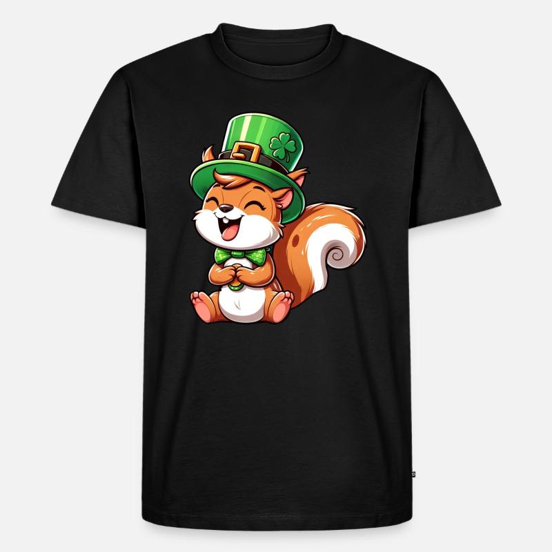 Freches Eichhörnchen St. Patricks - Männer Premium Bio T-Shirt - Schwarz