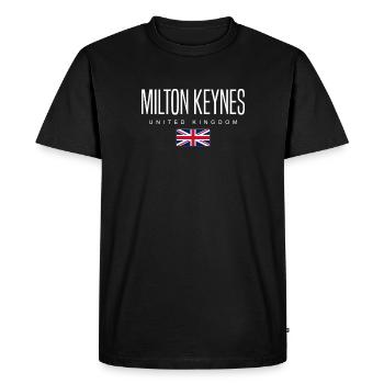 Milton Keynes, United Kingdom - Men's Premium Organic T-Shirt - black - Front - Nico (187cm)