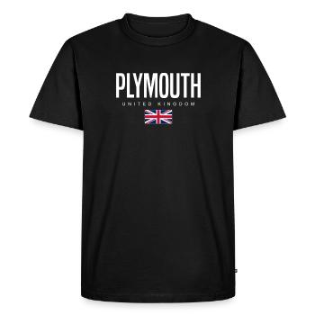 Plymouth, Angleterre, Royaume-Uni - T-shirt Premium bio Homme - noir - Devant - Nico (187cm)