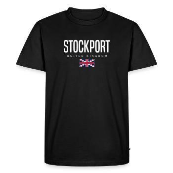 Stockport, England, United Kingdom - Men's Premium Organic T-Shirt - black - Front - Nico (187cm)