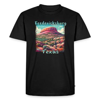 Fredericksburg TX: German Roots & Sunset - Men's Premium Organic T-Shirt - black - Front - Nico (187cm)