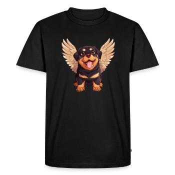 Rottweiler Angel Cute Cartoon - Men's Premium Organic T-Shirt - black - Front - Nico (187cm)