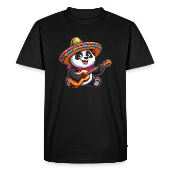 Cinco de Mayo Panda: mariachi with guitar - Men's Premium Organic T-Shirt - black - Front - Nico (187cm)