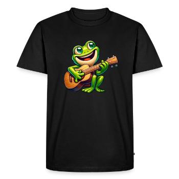 Mignon Grenouille Guitariste Musique - T-shirt Premium bio Homme - noir - Devant - Nico (187cm)