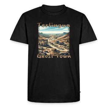 Terlingua, Ghost Town, Texas, Desert, Grunge - Men's Premium Organic T-Shirt - black - Front - Nico (187cm)