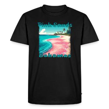 Pink Sands Bahamas Beach Grunge Style - Men's Premium Organic T-Shirt - black - Front - Nico (187cm)