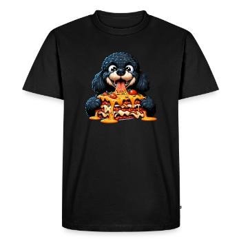 Le caniche noir aime la bande dessinée Lasagne - T-shirt Premium bio Homme - noir - Devant - Nico (187cm)