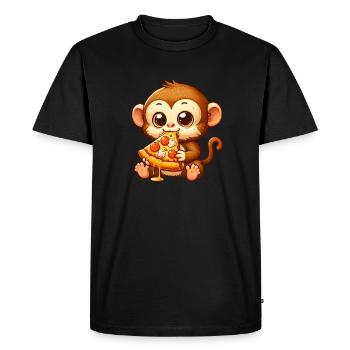 Un chimpanzé aime les amateurs de pizzas - T-shirt Premium bio Homme - noir - Devant - Nico (187cm)