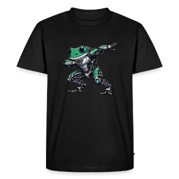Cool Robot Frog Dabbing Mech Cyborg - Men's Premium Organic T-Shirt - black - Front - Nico (187cm)
