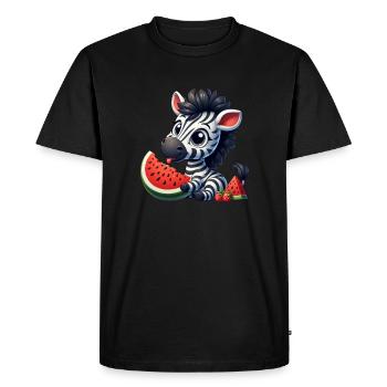 Zebra With Watermelon Fruity Funny - Men's Premium Organic T-Shirt - black - Front - Nico (187cm)