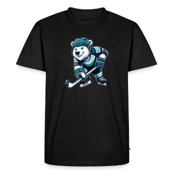 Bear Polar Bear Ice Skate Ice Hockey Hockey - Men's Premium Organic T-Shirt - black - Front - Nico (187cm)