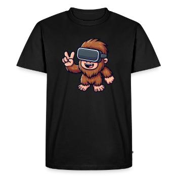Bigfoot Sasquatch Mignon Bande Dessinée Dessin Animé VR Virtuel - T-shirt Premium bio Homme - noir - Devant - Nico (187cm)