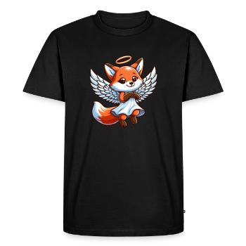 Cute Fox Angel Comic Wings - Men's Premium Organic T-Shirt - black - Front - Nico (187cm)
