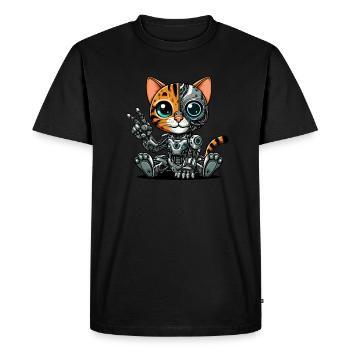 Chat mignon robot cyborg mécha futuriste - T-shirt Premium bio Homme - noir - Devant - Nico (187cm)